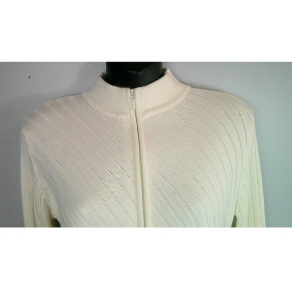 Talbots Full Zip Woven Sweater Women's Small Cream Off White - Picture 4 of 6